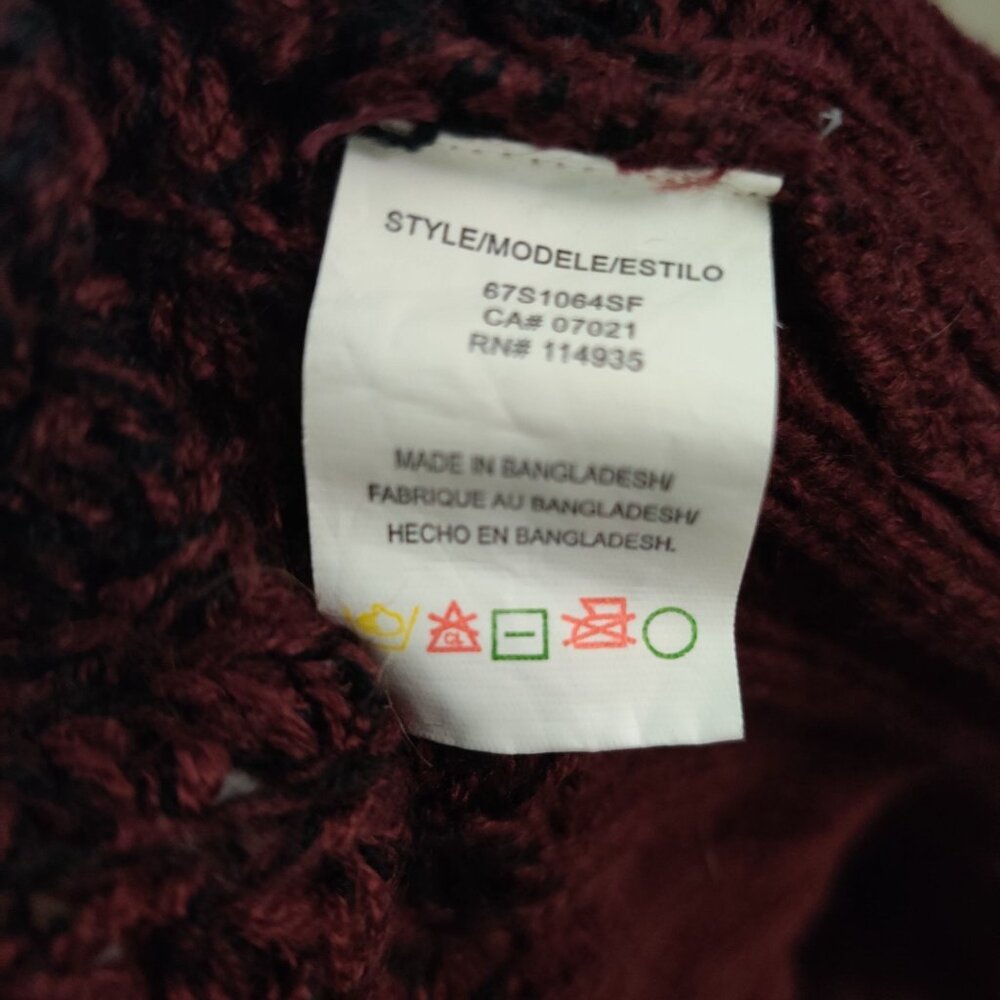 RD Style S Open Front Marled Burgundy Knit Cardigan Pockets Cozy Fall Layering - Picture 5 of 6